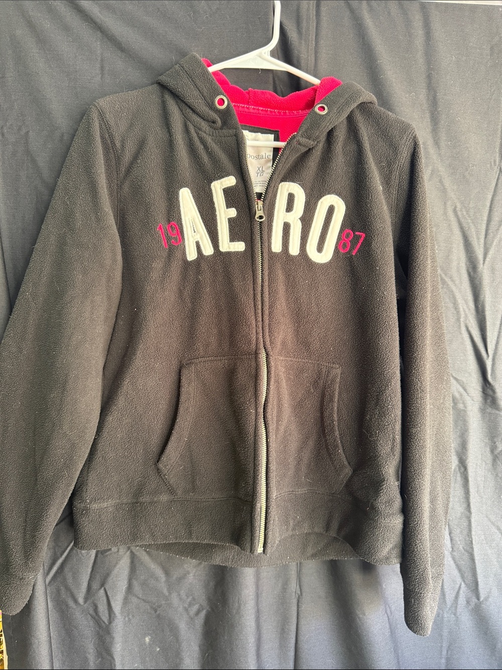 Aeropostale Black Hoodie Jacket with Pink Lining